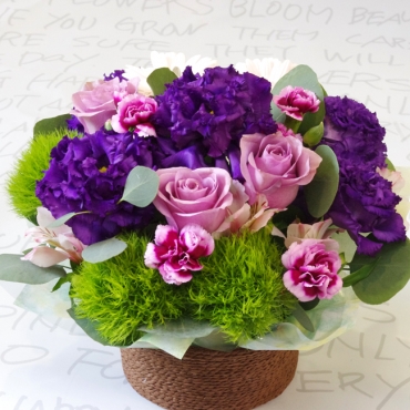 十三花園　おまかせ　紫系アレンジメント　ワンサイド